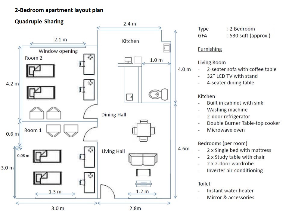   Two-bedroom floor plan 